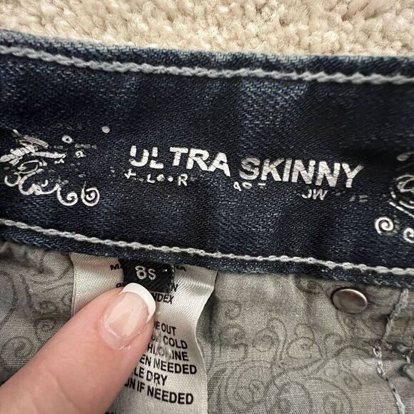 Express Womens Jeans 8s Blue Stretch Super Skinny Supersoft Dark Wash Low Rise‎ - Picture 4 of 8